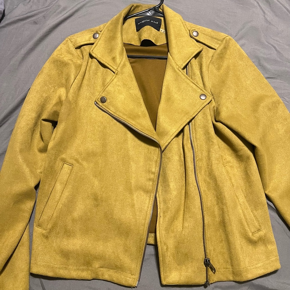 Mustard Seed faux suede moto jacket—size M